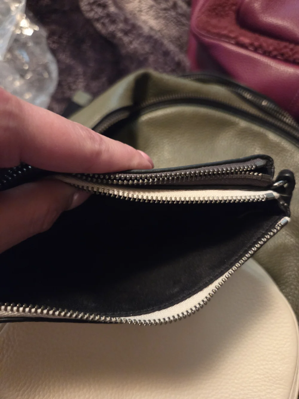Coach Olive Green Pebbled Leather Wristlet